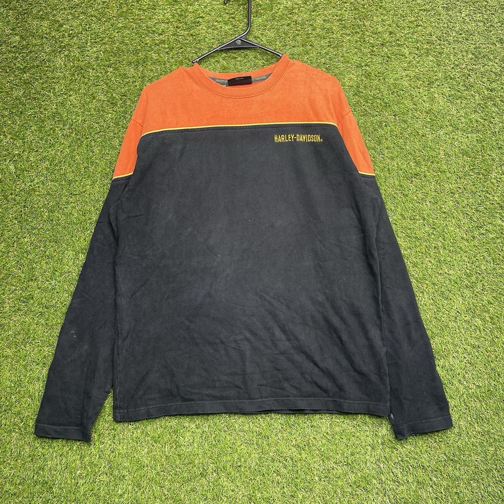 Vintage Harley Davidson Shirt Mens Medium Long Sleeve Y2K Black 2000s Grunge 90s